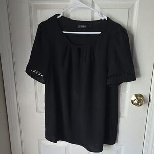 Elegant Black Blouse with Lace Detail